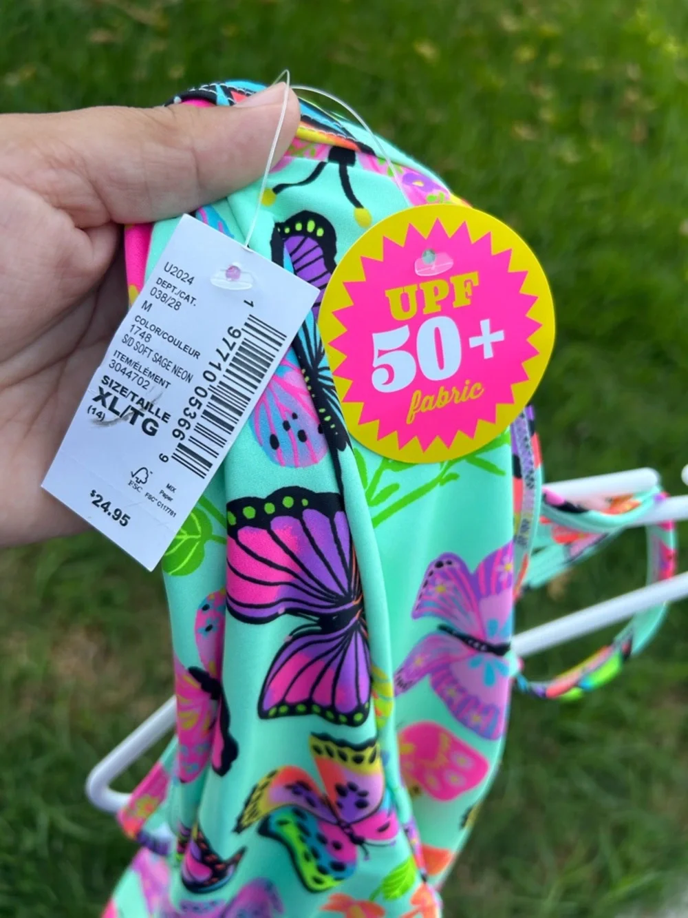 The children’s place Girls' Butterfly Print One-Piece Swimsuit - Aqua & Neon